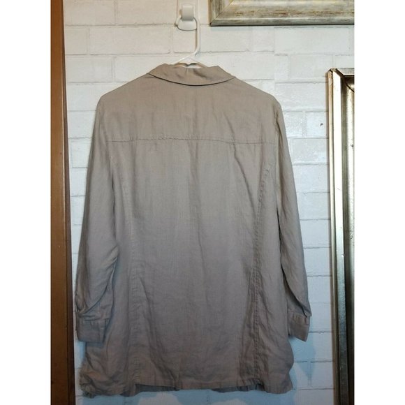 JM COLLECTION WOMANS PLUS 100% LINEN BUTTON DOWN - Picture 4 of 4